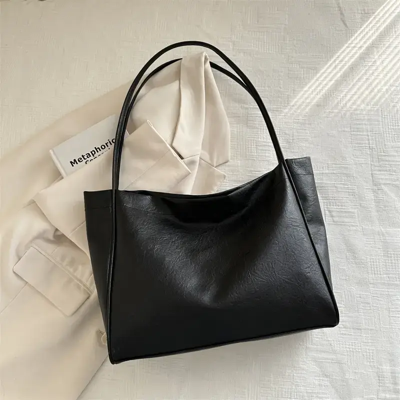Women's 2024 Winter Retro Tote Bags Brown Black Brown - Image 3