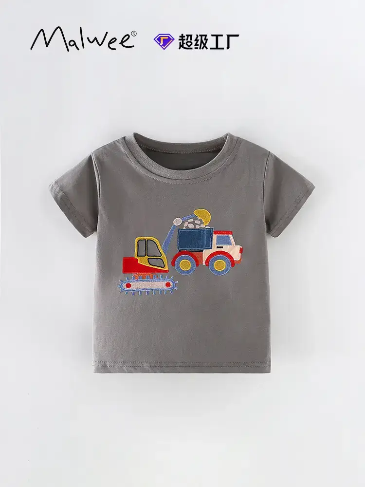 Malwee Boys Summer T-Shirt Grey Cotton Round Neck Casual - Image 2