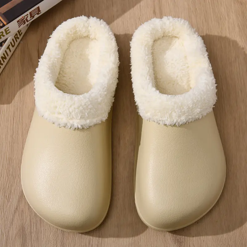 Cotton Slippers Women's Winter fleece-lined Thickened Heightened Mao Mao Shoes Non-slip Wear-resistant Non-smelly Feet All-match Baotou Cotton Shoes - Image 4