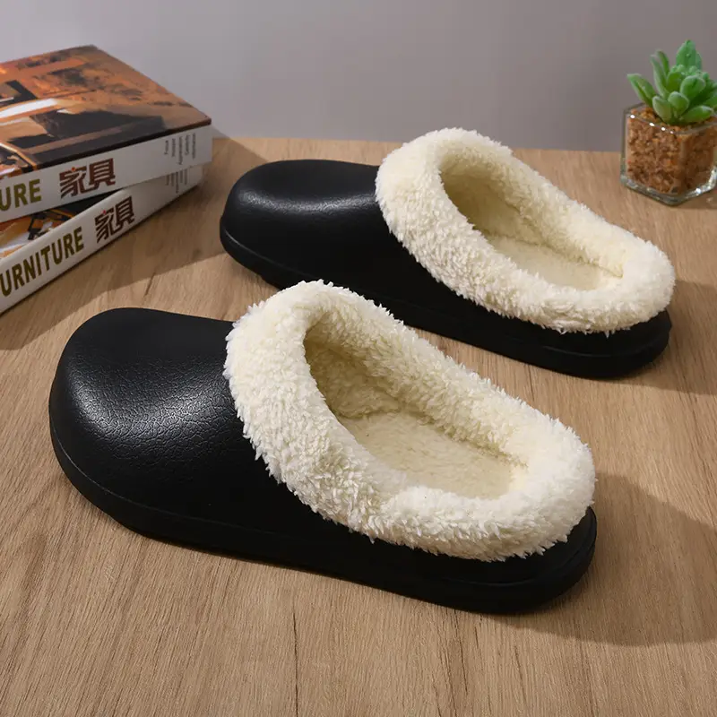 Cotton Slippers Women's Winter fleece-lined Thickened Heightened Mao Mao Shoes Non-slip Wear-resistant Non-smelly Feet All-match Baotou Cotton Shoes - Image 5