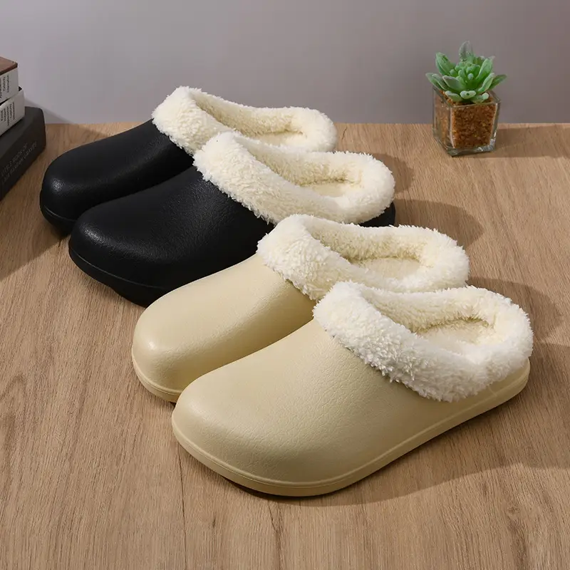 Cotton Slippers Women's Winter fleece-lined Thickened Heightened Mao Mao Shoes Non-slip Wear-resistant Non-smelly Feet All-match Baotou Cotton Shoes - Image 6