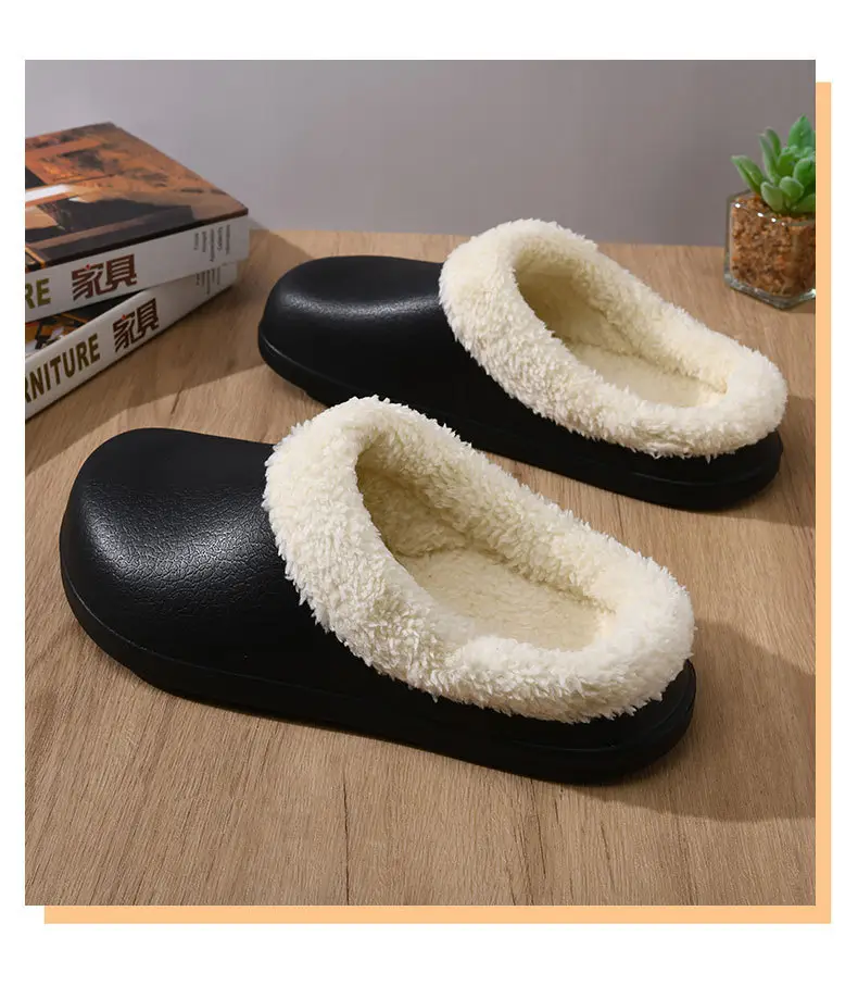 Cotton Slippers Women's Winter fleece-lined Thickened Heightened Mao Mao Shoes Non-slip Wear-resistant Non-smelly Feet All-match Baotou Cotton Shoes — feature 11