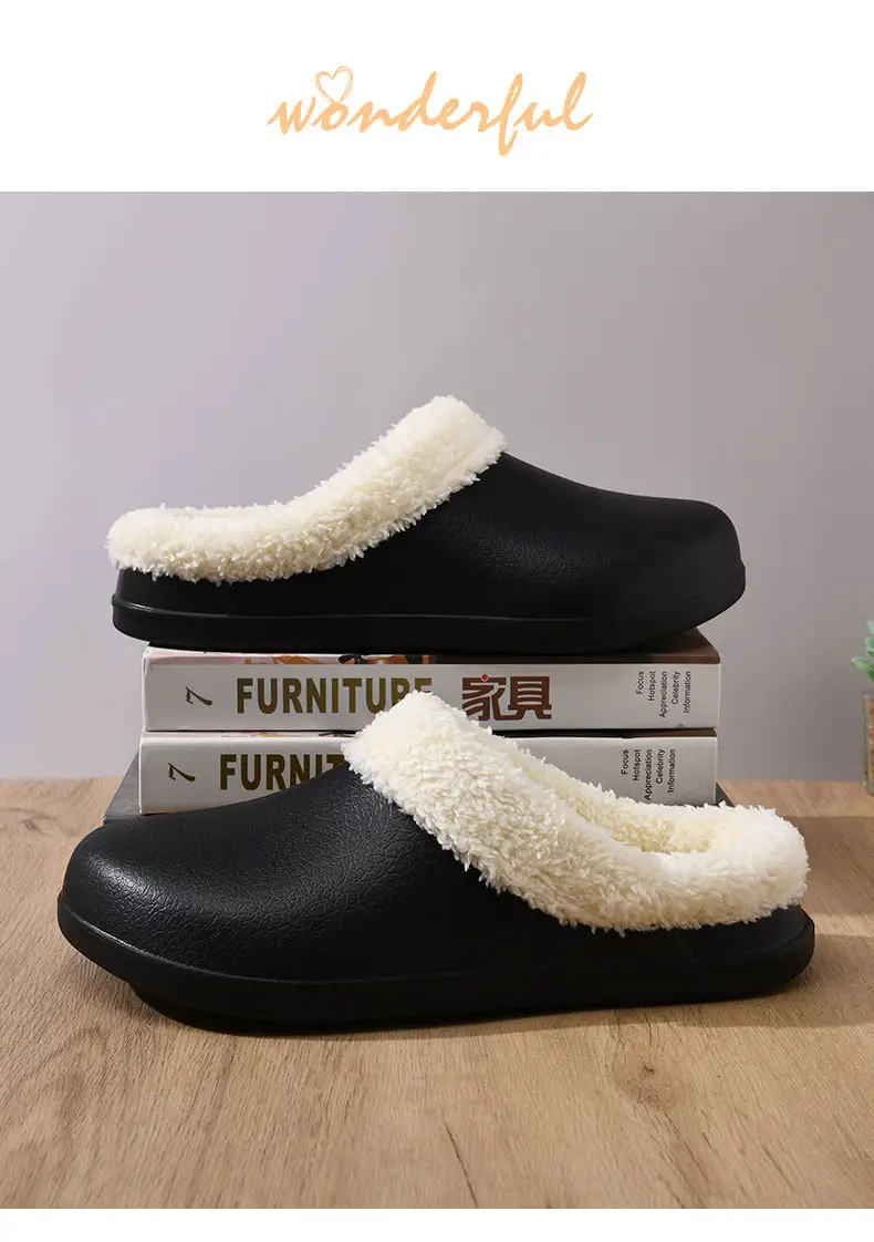 Cotton Slippers Women's Winter fleece-lined Thickened Heightened Mao Mao Shoes Non-slip Wear-resistant Non-smelly Feet All-match Baotou Cotton Shoes — feature 12