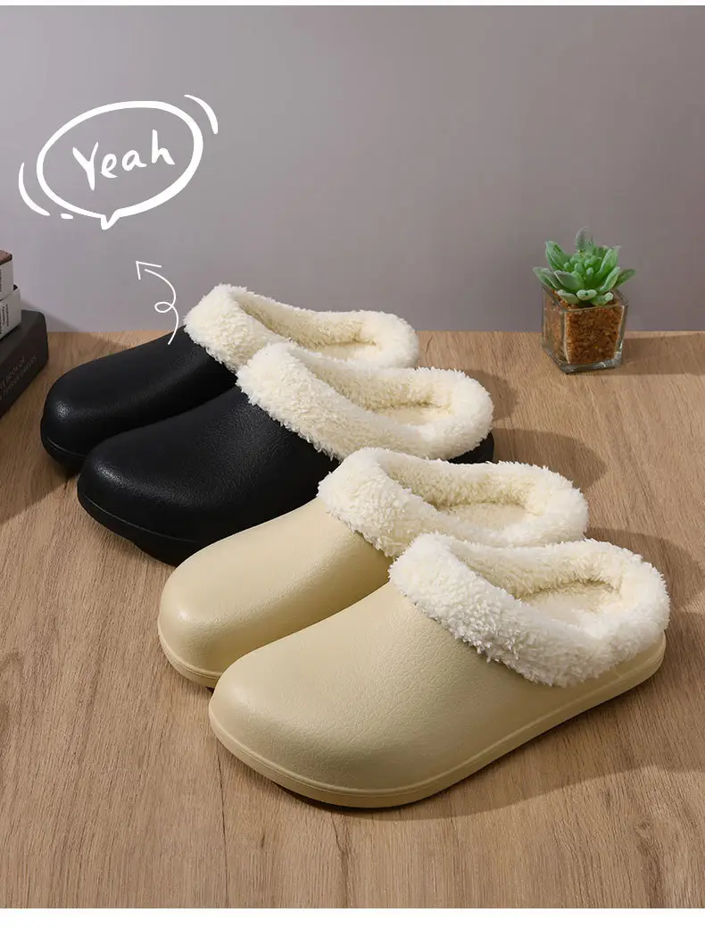 Cotton Slippers Women's Winter fleece-lined Thickened Heightened Mao Mao Shoes Non-slip Wear-resistant Non-smelly Feet All-match Baotou Cotton Shoes — feature 3