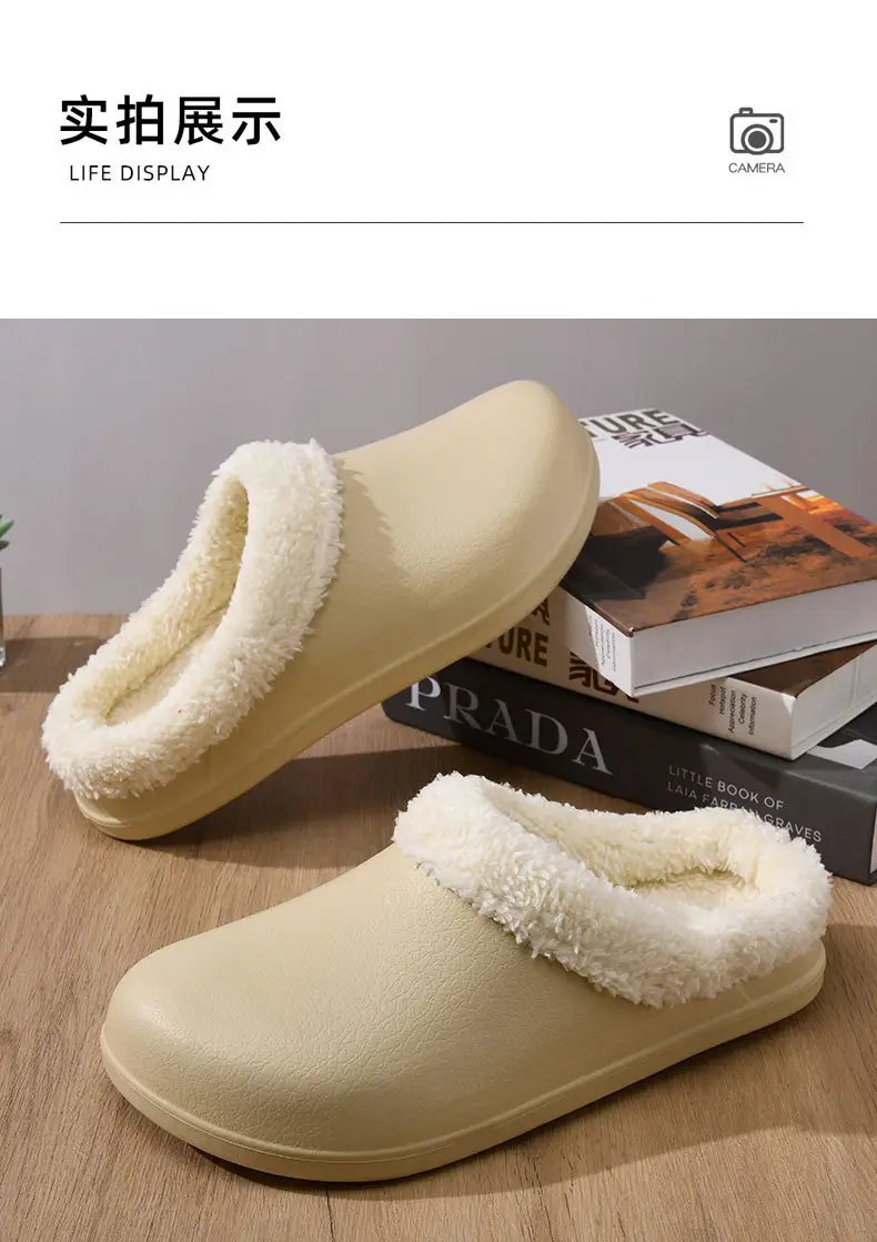 Cotton Slippers Women's Winter fleece-lined Thickened Heightened Mao Mao Shoes Non-slip Wear-resistant Non-smelly Feet All-match Baotou Cotton Shoes — feature 5