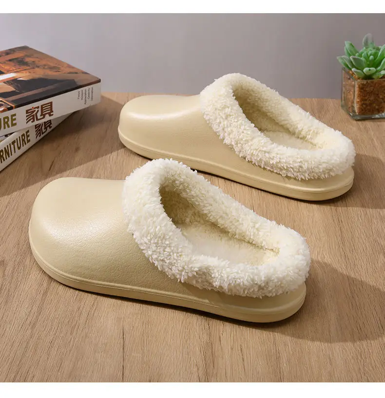 Cotton Slippers Women's Winter fleece-lined Thickened Heightened Mao Mao Shoes Non-slip Wear-resistant Non-smelly Feet All-match Baotou Cotton Shoes — feature 7