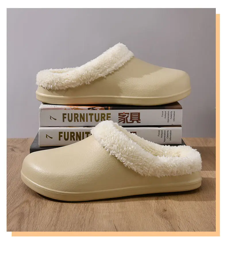 Cotton Slippers Women's Winter fleece-lined Thickened Heightened Mao Mao Shoes Non-slip Wear-resistant Non-smelly Feet All-match Baotou Cotton Shoes — feature 8