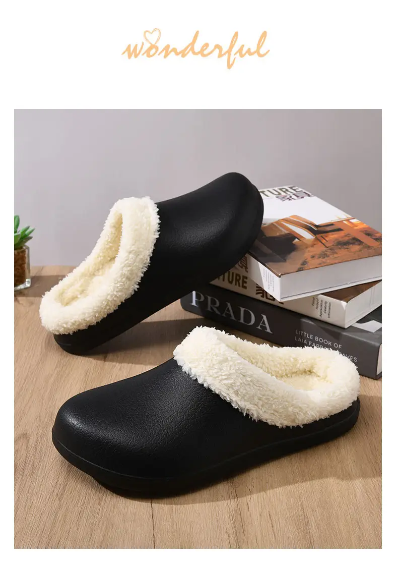 Cotton Slippers Women's Winter fleece-lined Thickened Heightened Mao Mao Shoes Non-slip Wear-resistant Non-smelly Feet All-match Baotou Cotton Shoes — feature 9