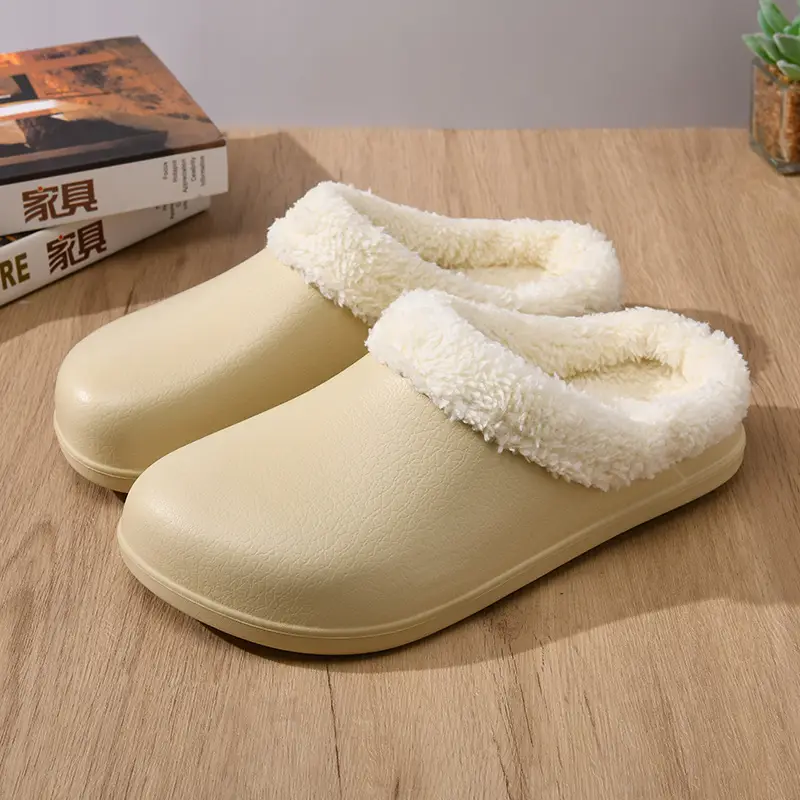 Cotton Slippers Women's Winter fleece-lined Thickened Heightened Mao Mao Shoes Non-slip Wear-resistant Non-smelly Feet All-match Baotou Cotton Shoes - Image 2