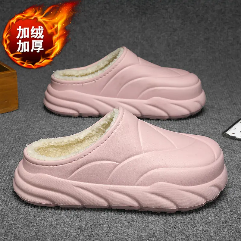 Winter Cotton Slippers Men's Waterproof Outer Wear Thickened Trendy Couple's Home Heel Slippers fleece-lined Warm Cotton Shoes - Image 8