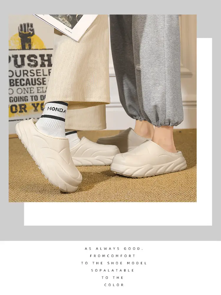 Winter Cotton Slippers Men's Waterproof Outer Wear Thickened Trendy Couple's Home Heel Slippers fleece-lined Warm Cotton Shoes — feature 1