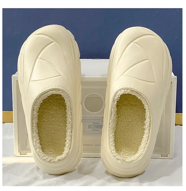 Winter Cotton Slippers Men's Waterproof Outer Wear Thickened Trendy Couple's Home Heel Slippers fleece-lined Warm Cotton Shoes — feature 9