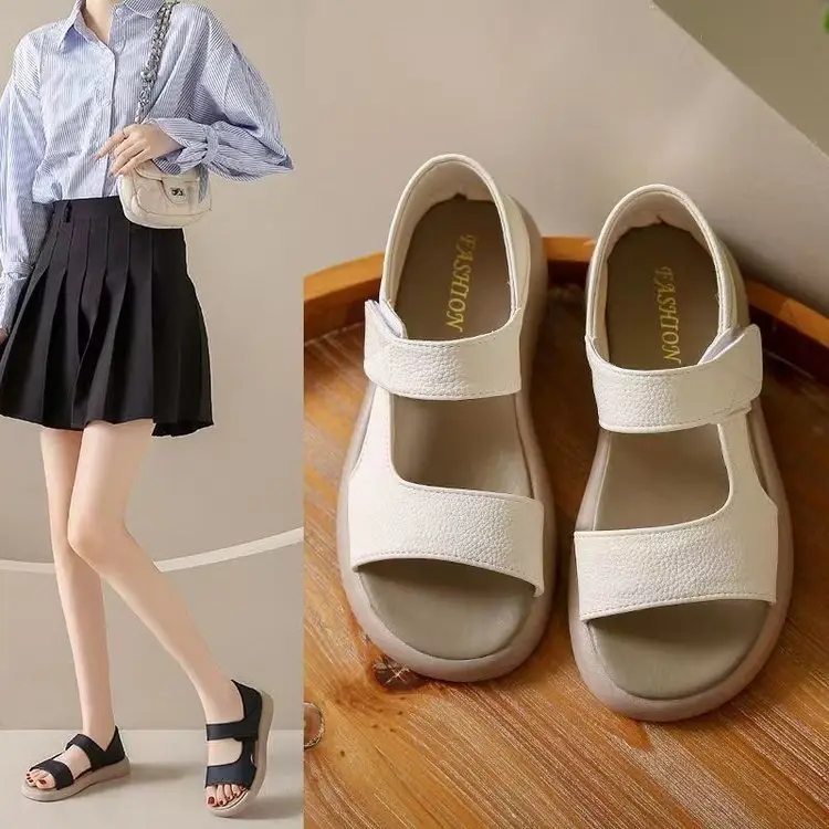 Women's White Flat Roman Sandals 2025 Summer - Image 7
