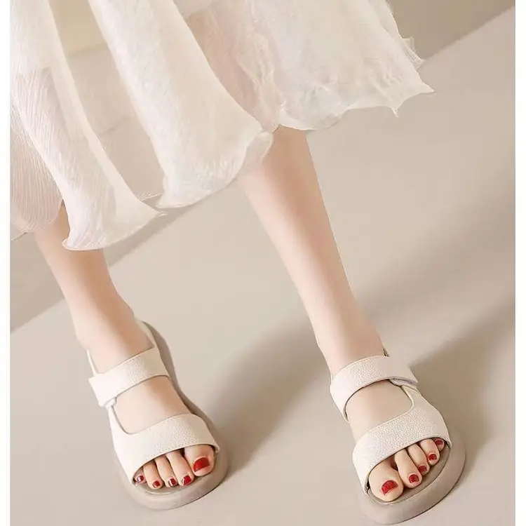 Women's White Flat Roman Sandals 2025 Summer - Image 2