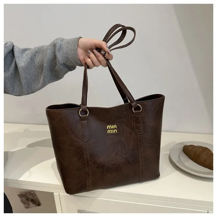 Women Vintage Brown Leather Tote Bag Large Capacity 2024 — feature 16