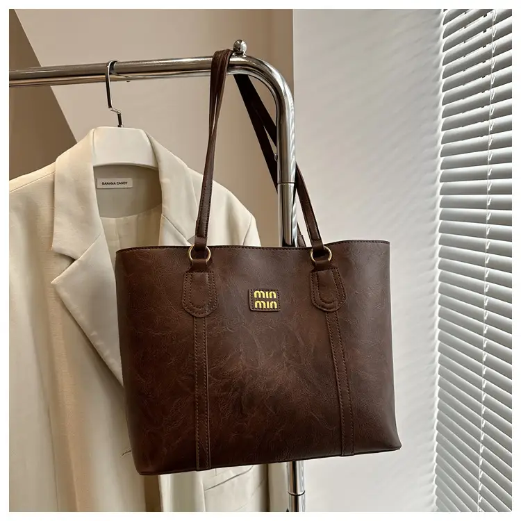 Women Vintage Brown Leather Tote Bag Large Capacity 2024 — feature 9