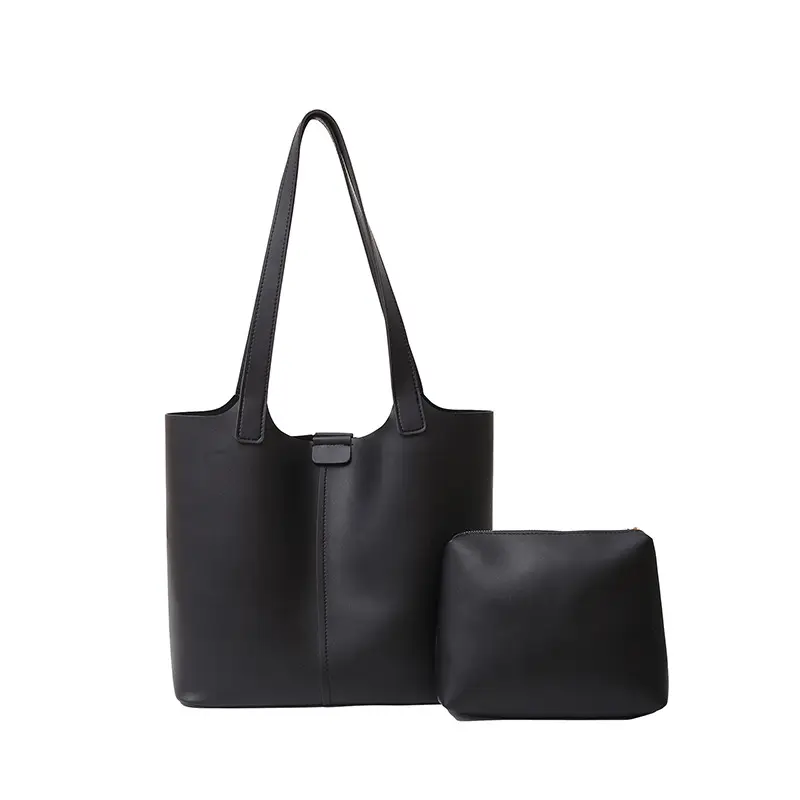Black Leather Large Capacity Women's Tote Bag - Image 7