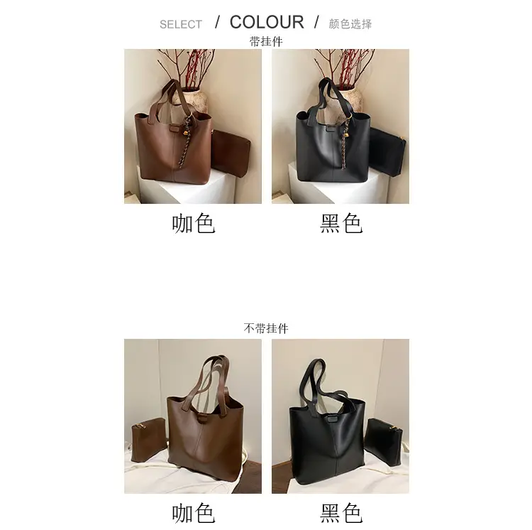 Black Leather Large Capacity Women's Tote Bag — feature 3
