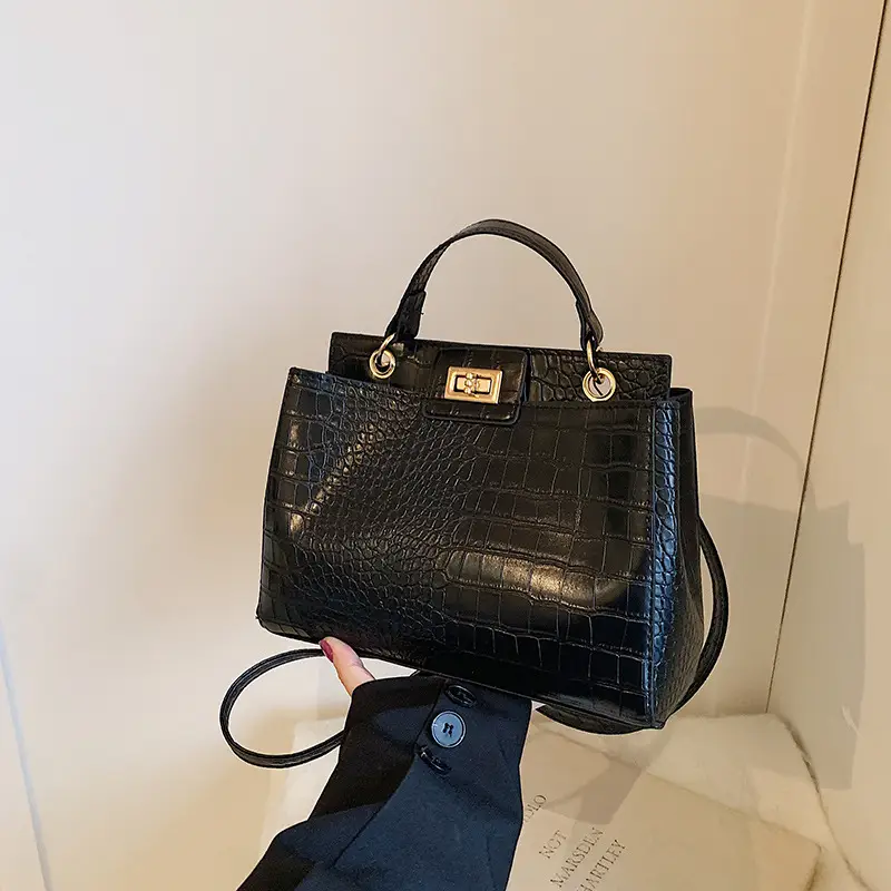 Red Croc Textured Shoulder Bag for Women - Image 6