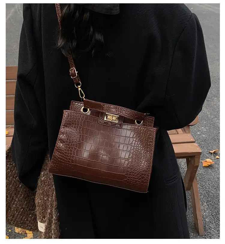 Red Croc Textured Shoulder Bag for Women — feature 1