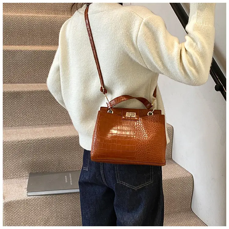 Red Croc Textured Shoulder Bag for Women — feature 10