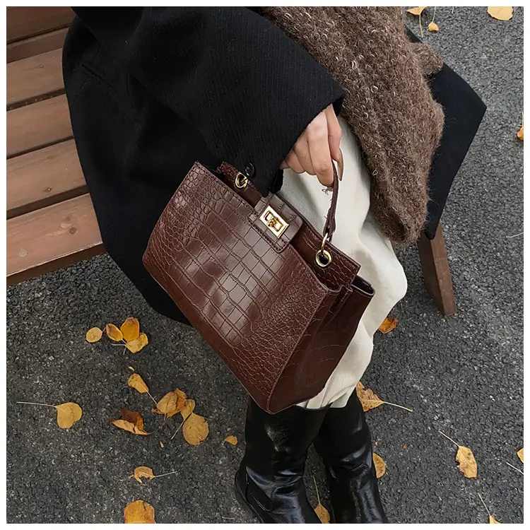 Red Croc Textured Shoulder Bag for Women — feature 18