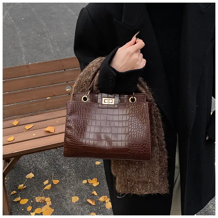 Red Croc Textured Shoulder Bag for Women — feature 19