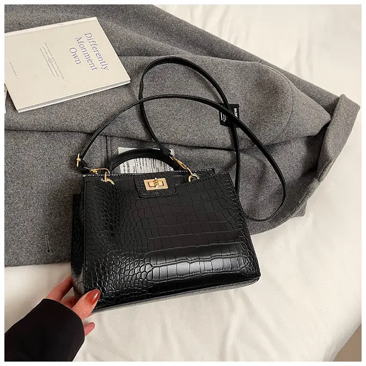 Red Croc Textured Shoulder Bag for Women — feature 21