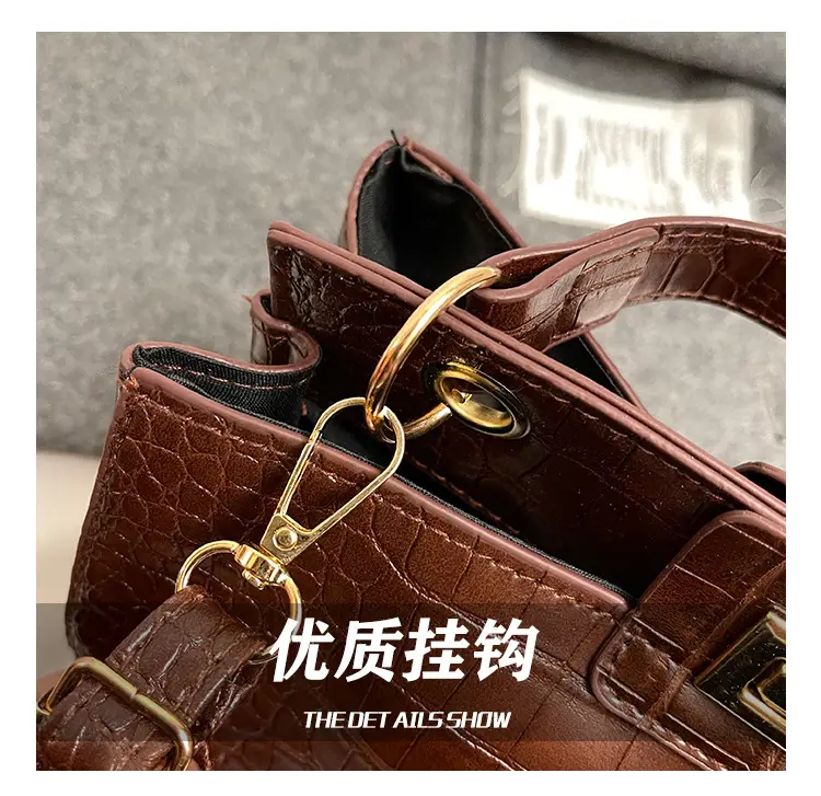 Red Croc Textured Shoulder Bag for Women — feature 7