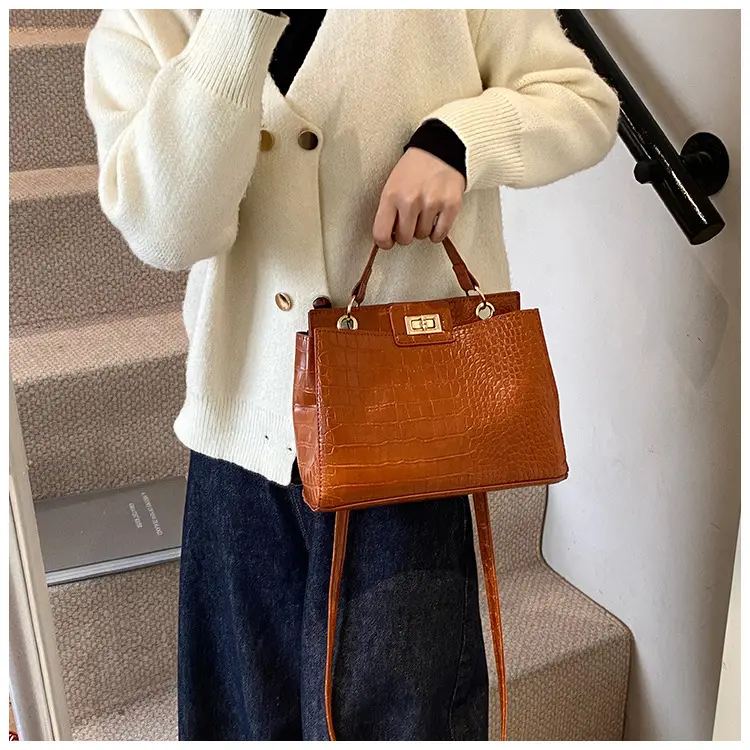 Red Croc Textured Shoulder Bag for Women — feature 8