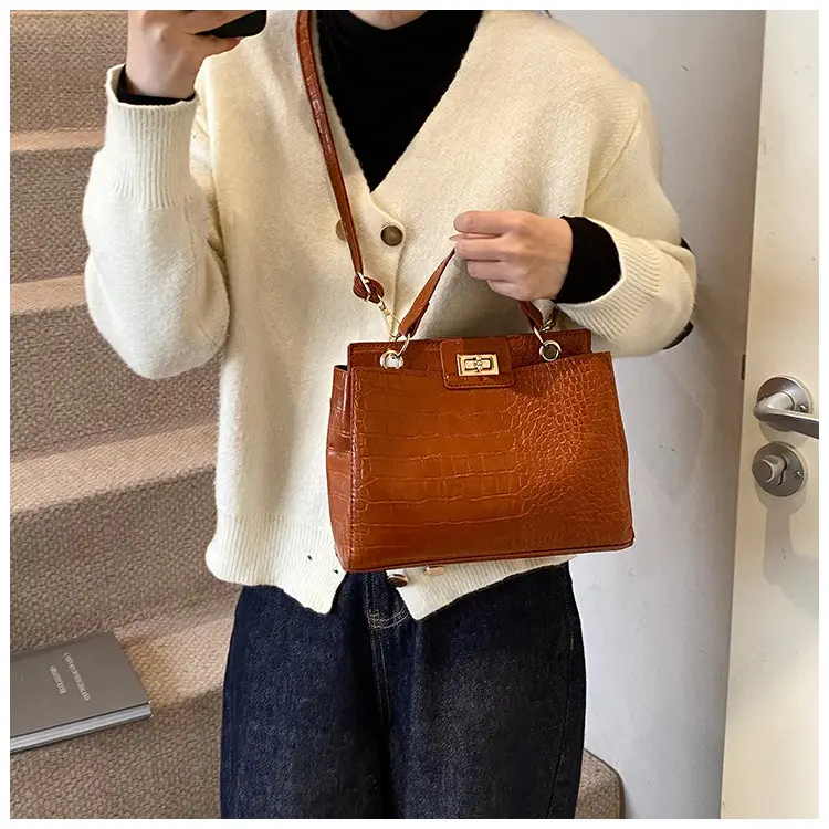 Red Croc Textured Shoulder Bag for Women — feature 9