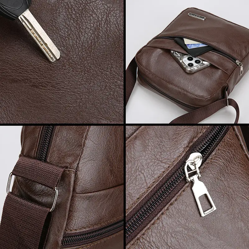 Men's Brown Crossbody Bag Large Capacity Single Shoulder - Image 5