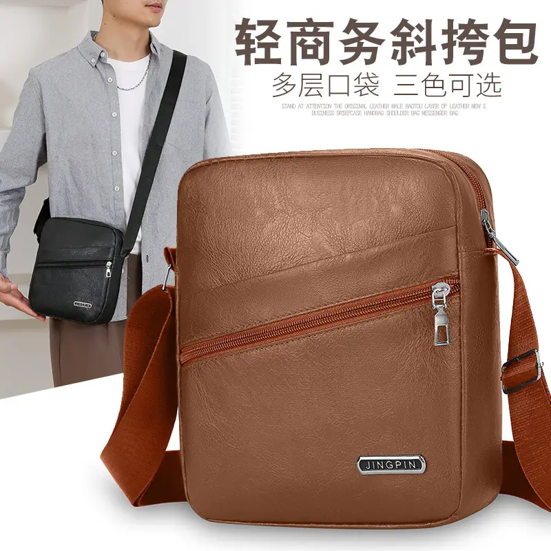 Men's Brown Crossbody Bag Large Capacity Single Shoulder - Image 6