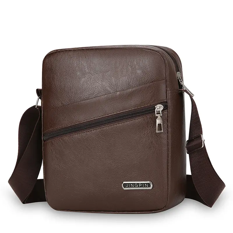 Men's Brown Crossbody Bag Large Capacity Single Shoulder - Image 8
