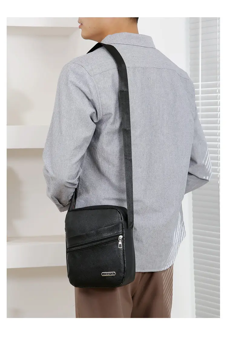 Men's Brown Crossbody Bag Large Capacity Single Shoulder — feature 13