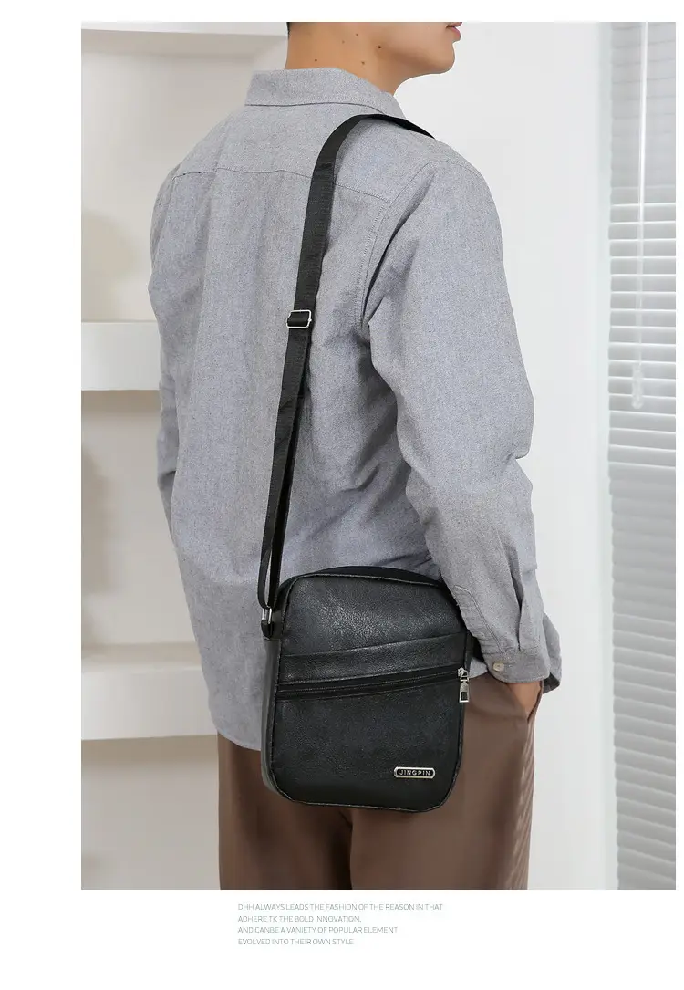Men's Brown Crossbody Bag Large Capacity Single Shoulder — feature 14