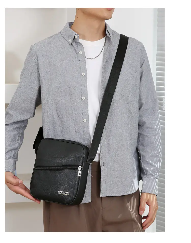 Men's Brown Crossbody Bag Large Capacity Single Shoulder — feature 15