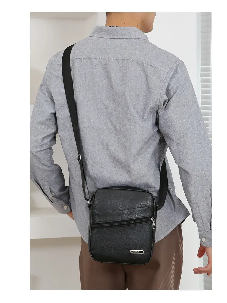 Men's Brown Crossbody Bag Large Capacity Single Shoulder — feature 16