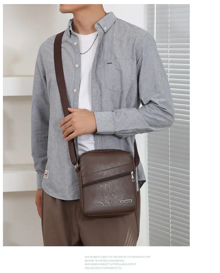 Men's Brown Crossbody Bag Large Capacity Single Shoulder — feature 19