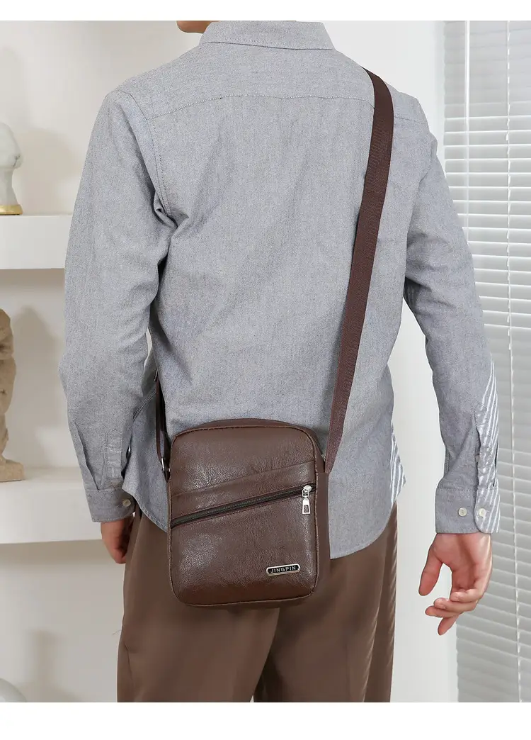 Men's Brown Crossbody Bag Large Capacity Single Shoulder — feature 20