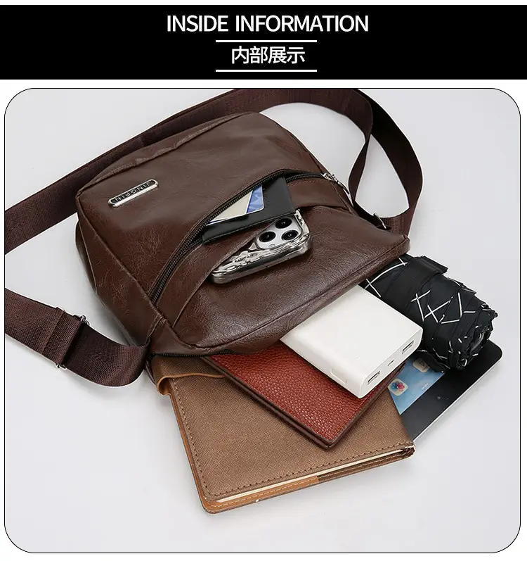Men's Brown Crossbody Bag Large Capacity Single Shoulder — feature 32