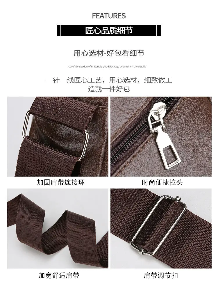 Men's Brown Crossbody Bag Large Capacity Single Shoulder — feature 7