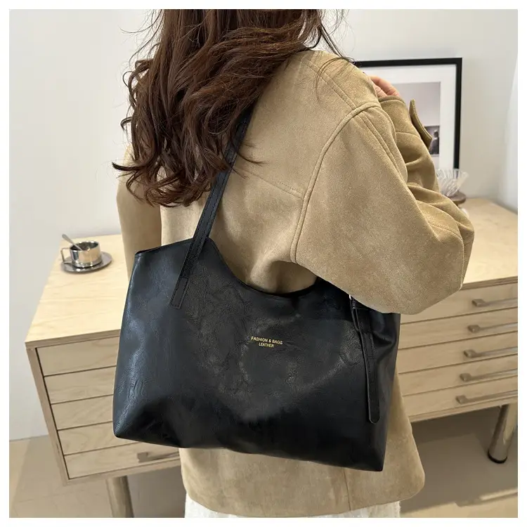 2024 Winter Black Retro Clutter Tote Bag Large Capacity — feature 15
