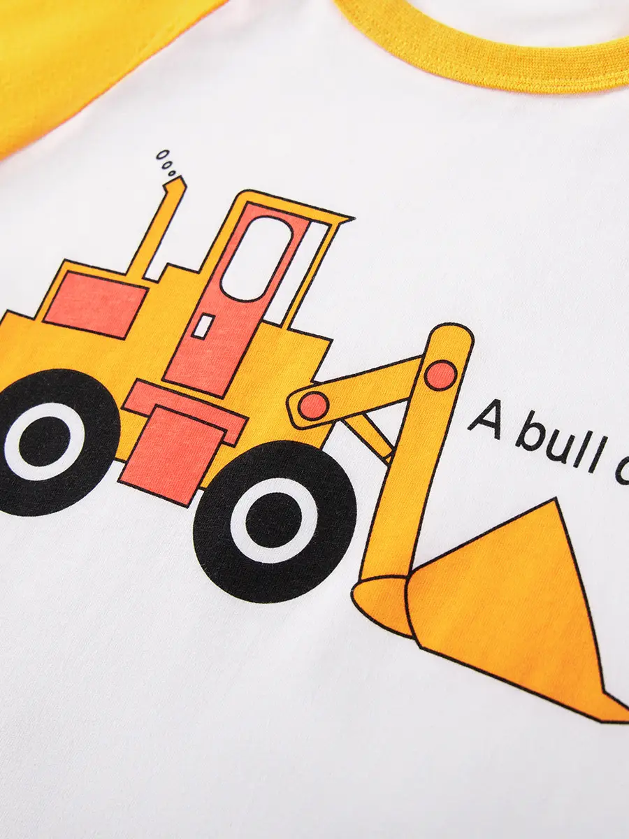 Little Mavens Cartoon T-Shirt for Boys Yellow White Summer - Image 4