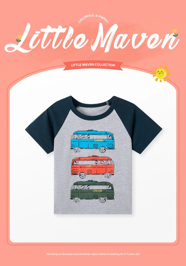 Little Mavens Cartoon T-Shirt for Boys Yellow White Summer — feature 14