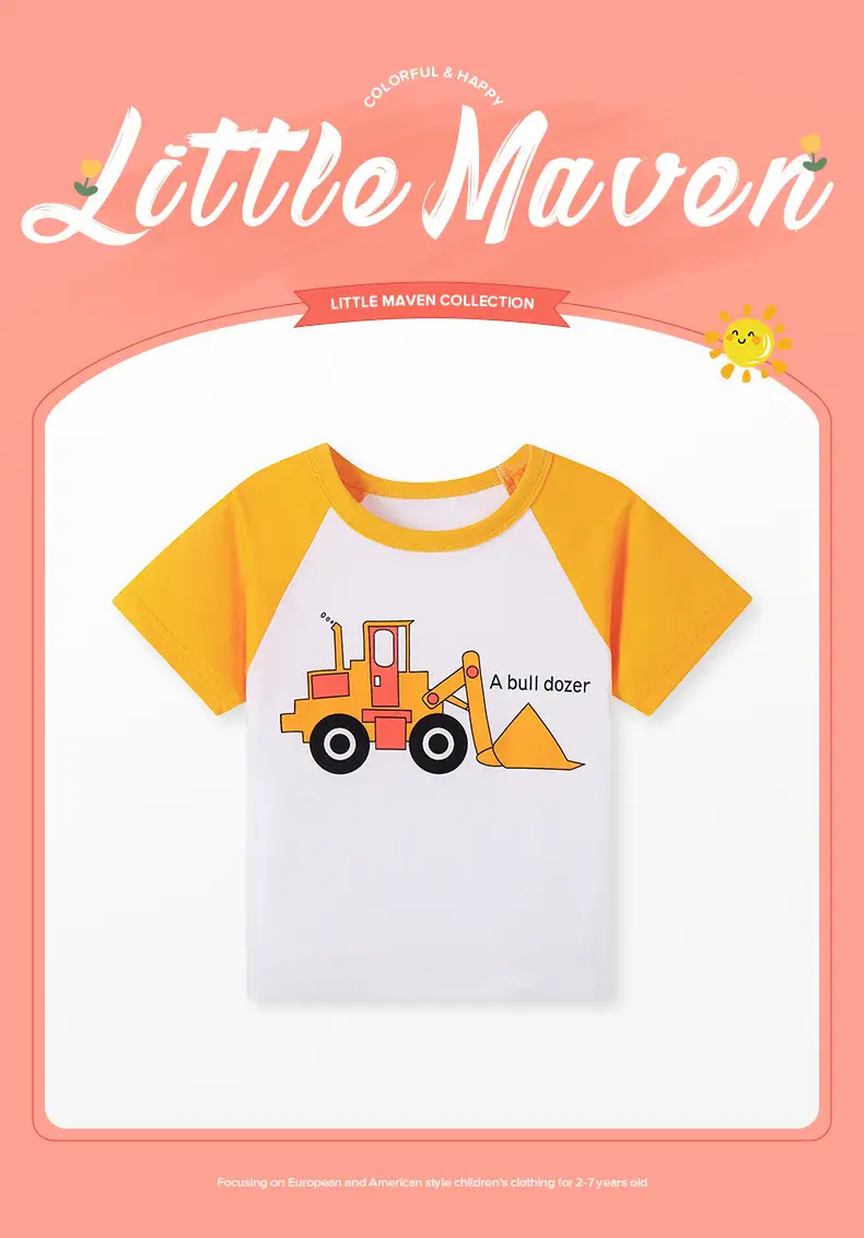 Little Mavens Cartoon T-Shirt for Boys Yellow White Summer — feature 3
