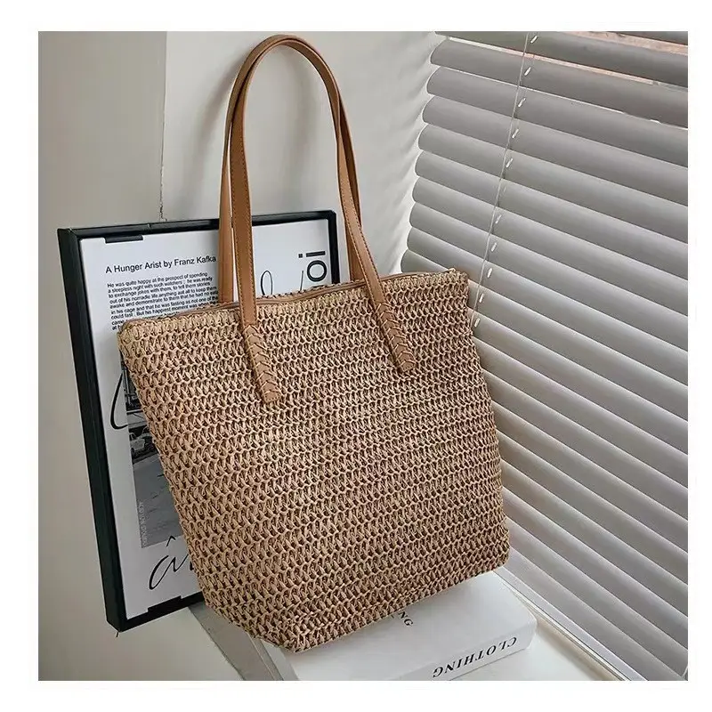 Women Straw Woven Shoulder Bag Large Capacity Summer - Image 3