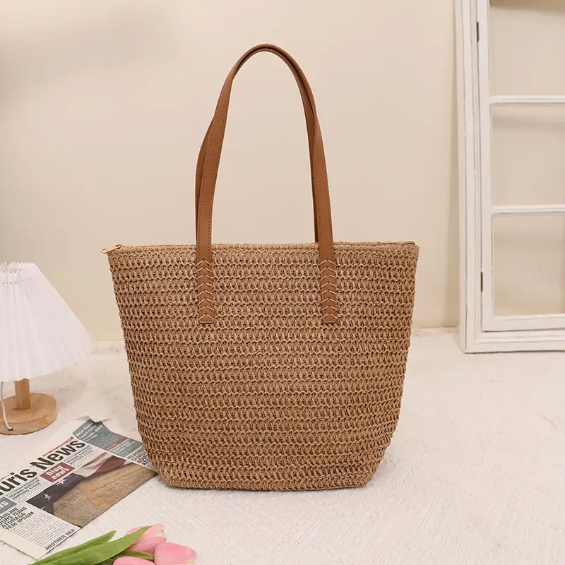 Women Straw Woven Shoulder Bag Large Capacity Summer - Image 6