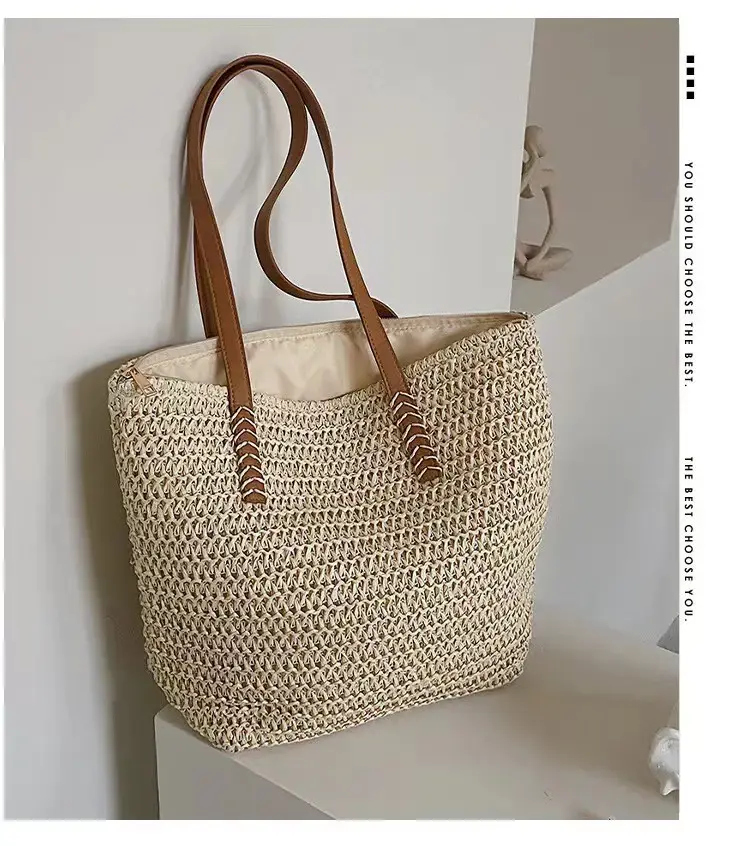 Women Straw Woven Shoulder Bag Large Capacity Summer — feature 11
