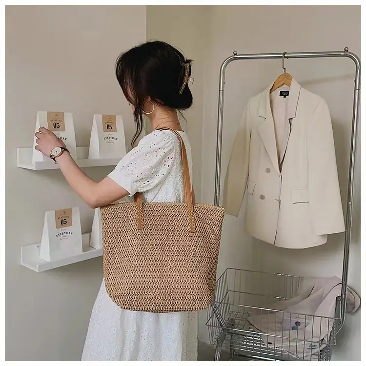 Women Straw Woven Shoulder Bag Large Capacity Summer — feature 12